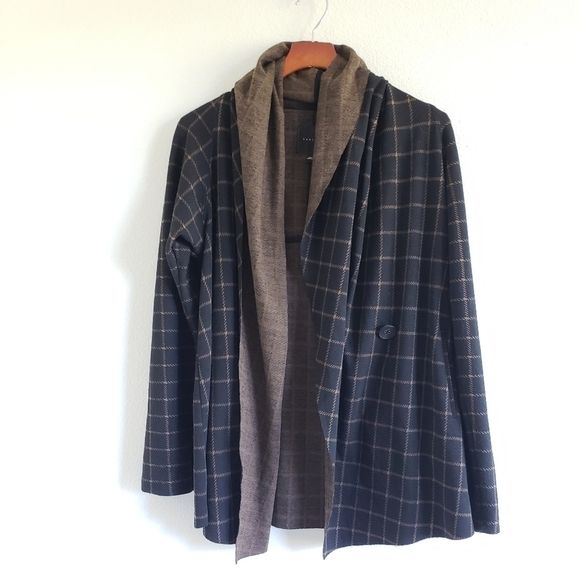 Anthropologie Sanctuary Windowpane Plaid Wrap Sweater Cardigan size Small - Picture 10 of 14